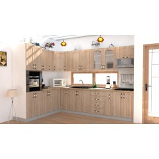 Bucatarie Zebra alba / Fronturi MDF sonoma - Varianta 4